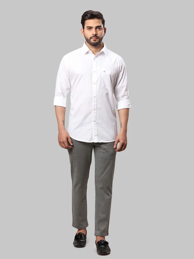 Raymond White Stripe Slim Fit Cotton Casual Shirt - Image 5