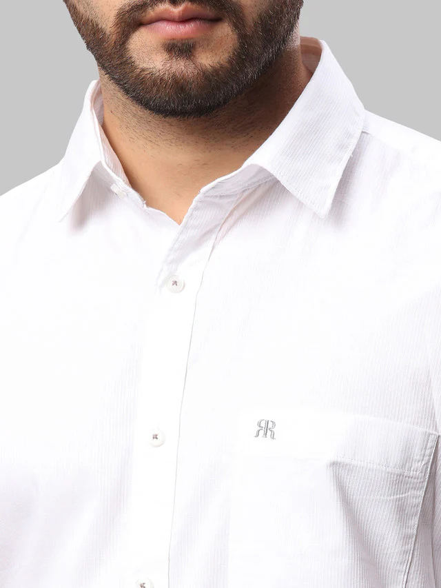 Raymond White Stripe Slim Fit Cotton Casual Shirt - Image 6