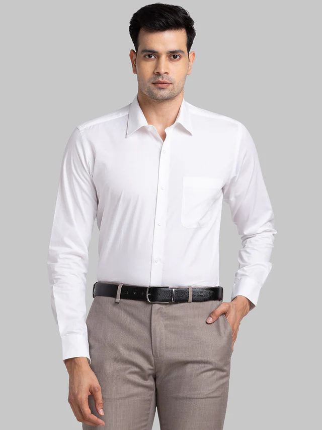 Raymond White Structure Contemporary Fit Cotton Formal Shirt