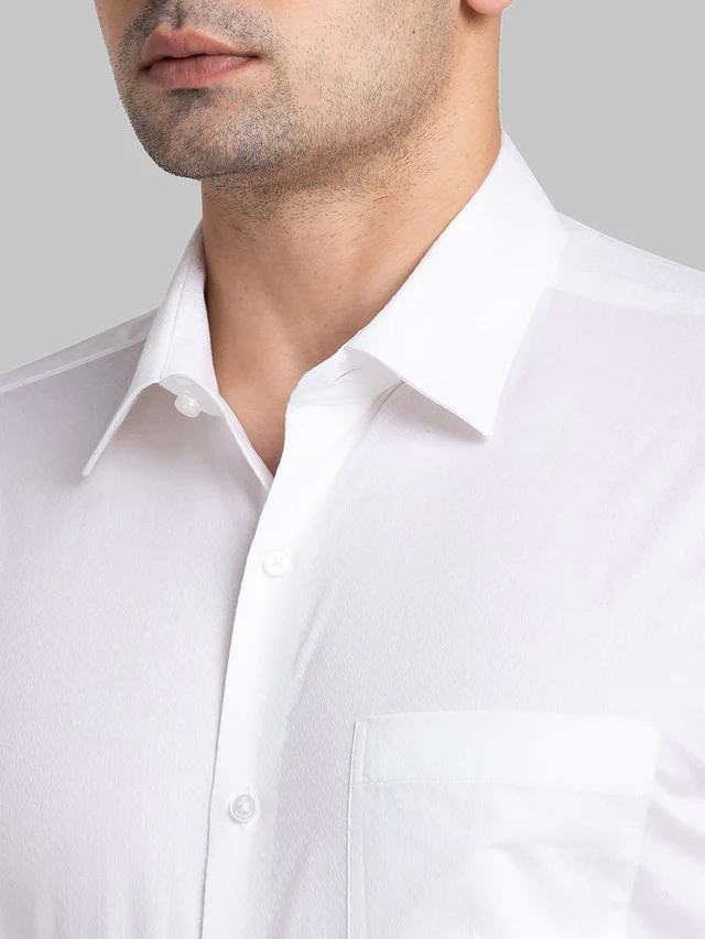 Raymond White Structure Contemporary Fit Cotton Formal Shirt - Image 6