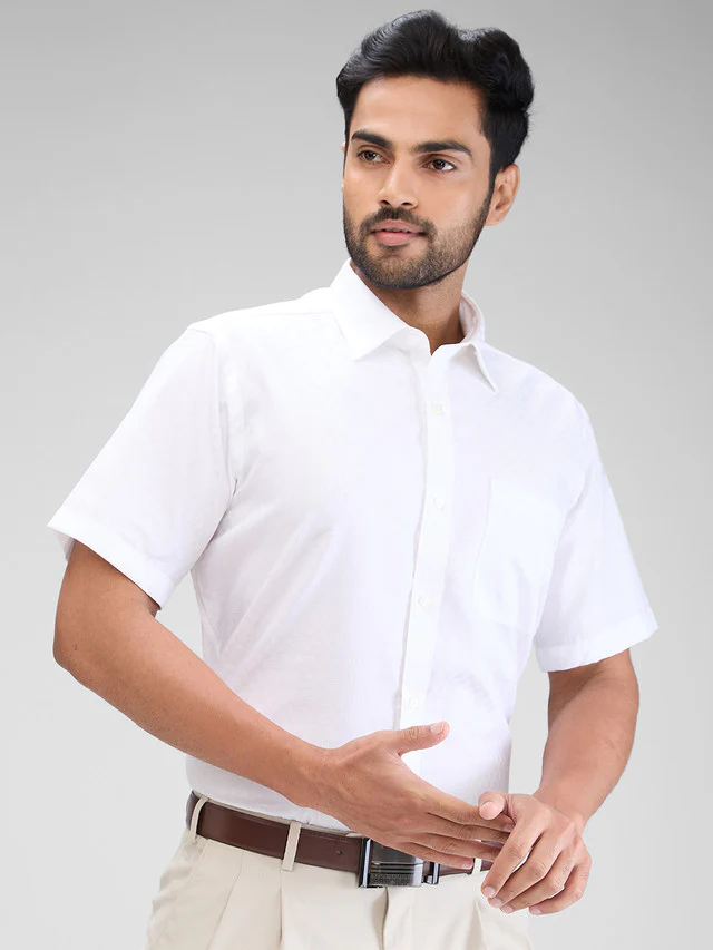 Raymond White Structure Contemporary Fit Cotton Formal Shirt - Image 2