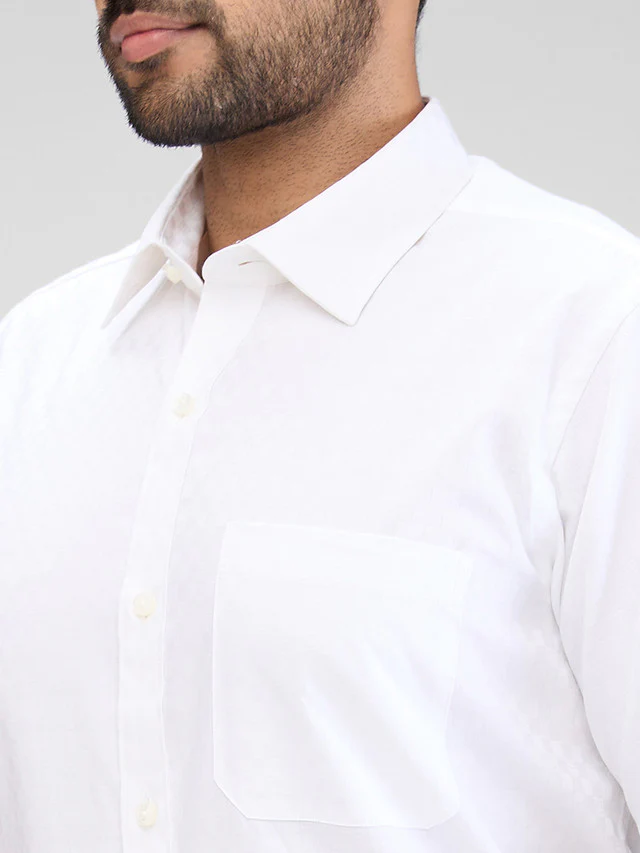 Raymond White Structure Contemporary Fit Cotton Formal Shirt - Image 6