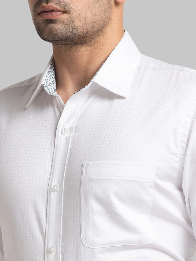 Raymond White Structure Contemporary Fit Cotton Formal Shirt - Image 6