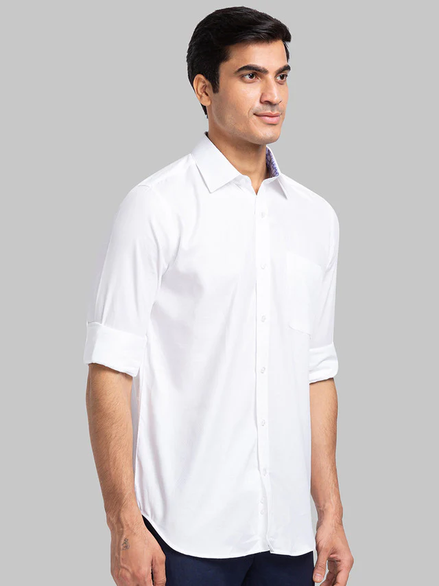 Raymond White Structure Contemporary Fit Cotton Formal Shirt - Image 2