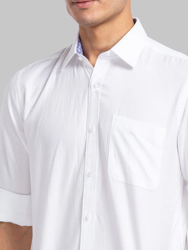Raymond White Structure Contemporary Fit Cotton Formal Shirt - Image 6
