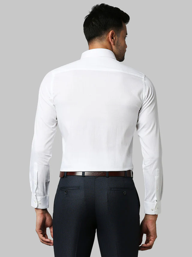 Raymond White Structure Slim Fit Cotton Formal Shirt - Image 4