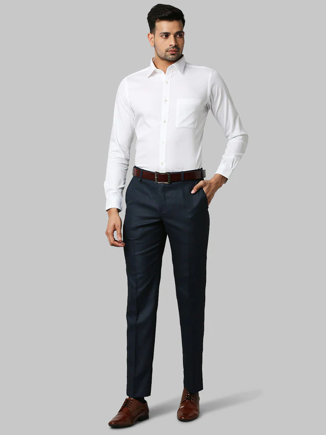 Raymond White Structure Slim Fit Cotton Formal Shirt - Image 5