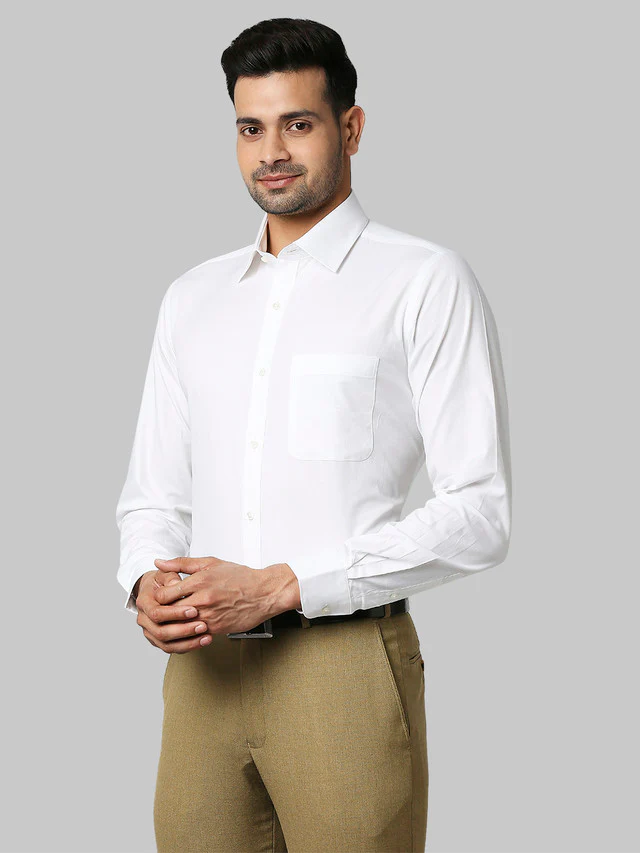 Raymond White Structure Slim Fit Cotton Formal Shirt - Image 3