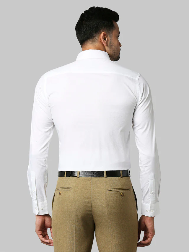 Raymond White Structure Slim Fit Cotton Formal Shirt - Image 4