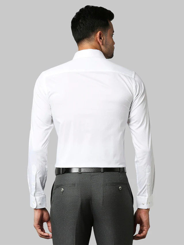 Raymond White Structure Slim Fit Cotton Formal Shirt - Image 4
