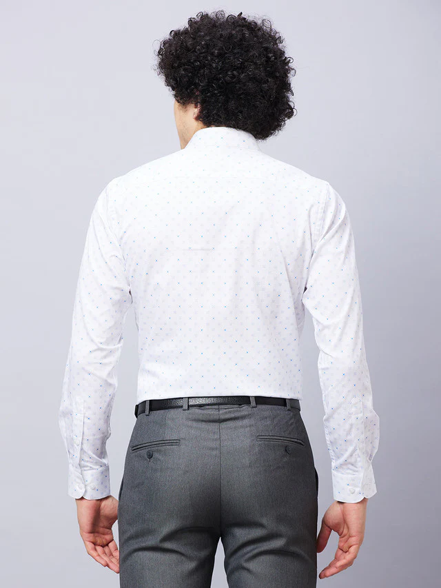 Raymond White Structure Slim Fit Full Sleeve Cotton Shirt - Image 4