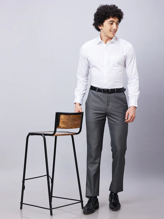 Raymond White Structure Slim Fit Full Sleeve Cotton Shirt - Image 5