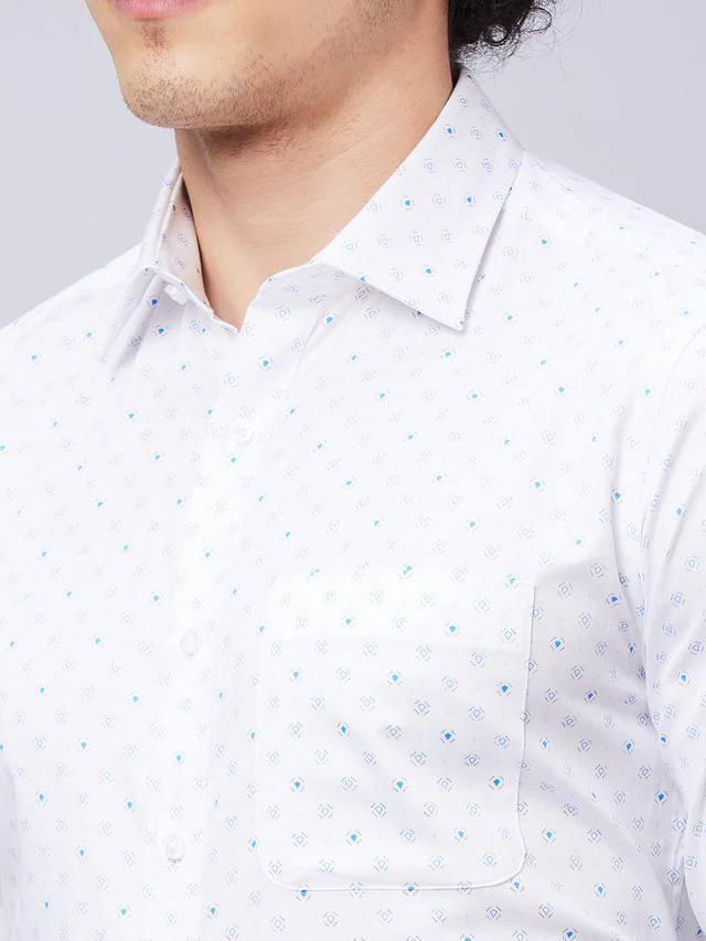 Raymond White Structure Slim Fit Full Sleeve Cotton Shirt - Image 6
