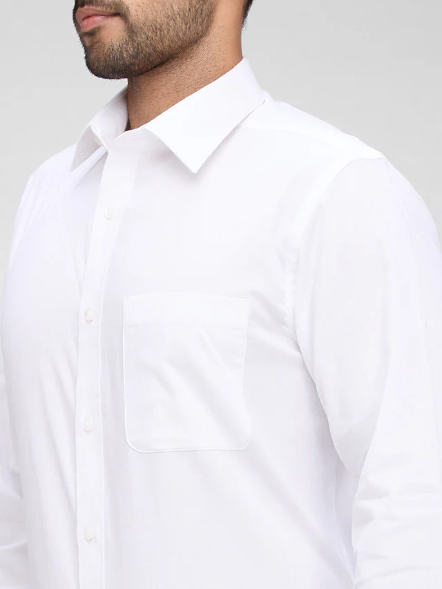 Raymond White Structure Slim Fit Full Sleeve Cotton Shirt - Image 6