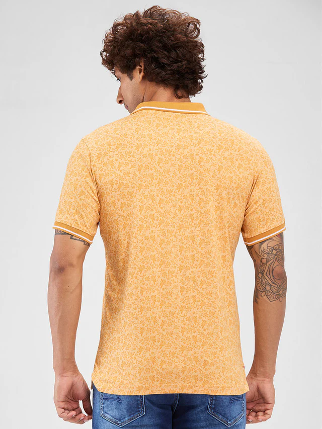 Raymond Yellow Printed Modern Fit Cotton T-Shirt - Image 5