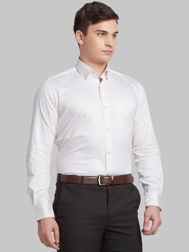 Raymond Yellow Printed Contemporary Fit Cotton Formal Shirt - Image 2
