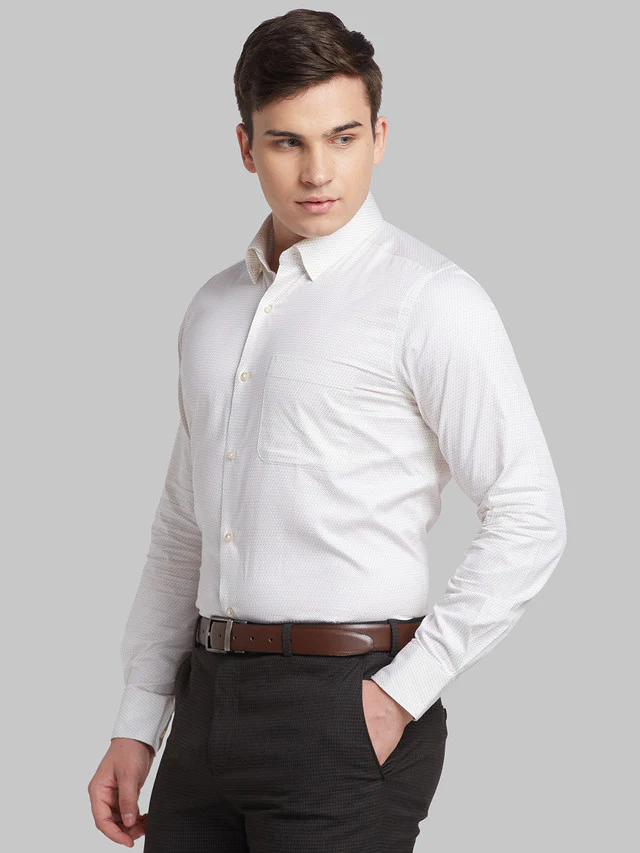 Raymond Yellow Printed Contemporary Fit Cotton Formal Shirt - Image 3