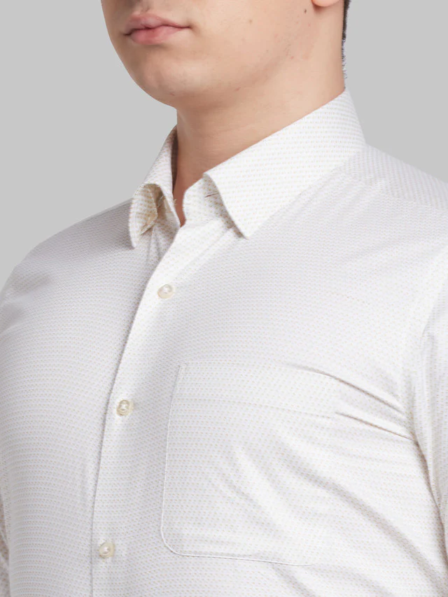 Raymond Yellow Printed Contemporary Fit Cotton Formal Shirt - Image 6