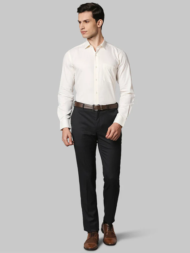 Raymond Yellow Solid Contemporary Fit Cotton Formal Shirt - Image 5