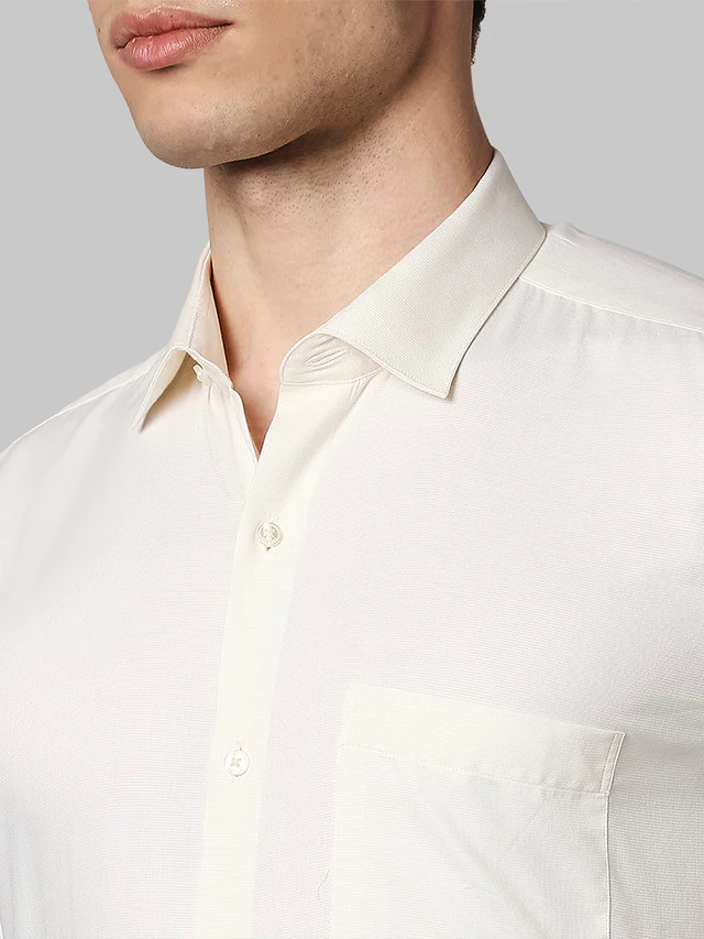 Raymond Yellow Solid Contemporary Fit Cotton Formal Shirt - Image 6