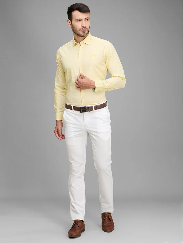 Raymond Yellow Solid Regular Fit Cotton Casual Shirt - Image 5