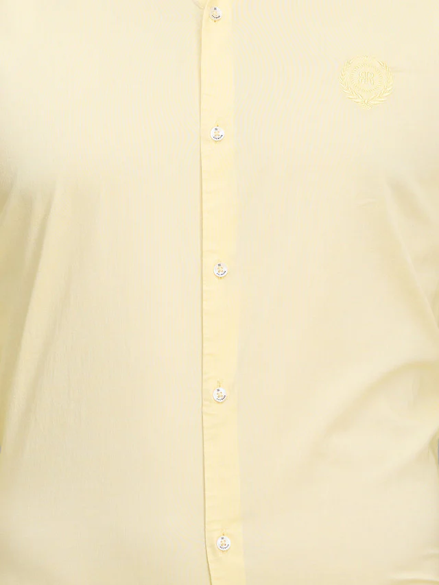 Raymond Yellow Solid Regular Fit Cotton Casual Shirt - Image 7