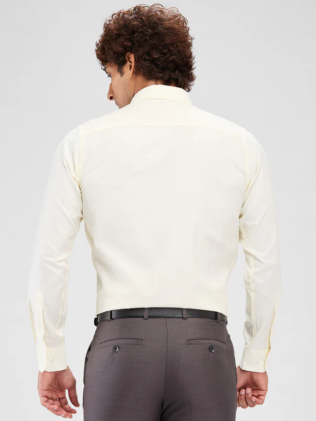 Raymond Yellow Solid Slim Fit Cotton Formal Shirt - Image 4