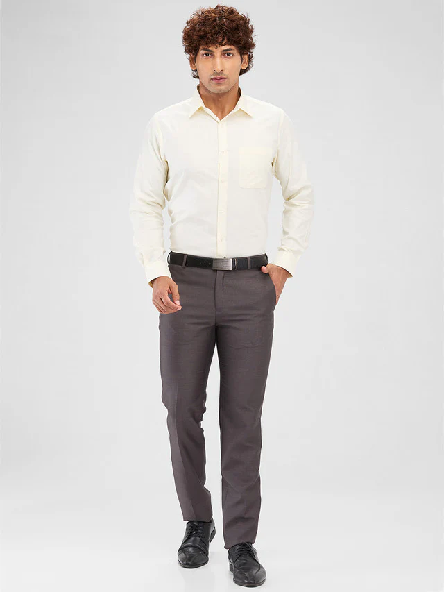 Raymond Yellow Solid Slim Fit Cotton Formal Shirt - Image 5