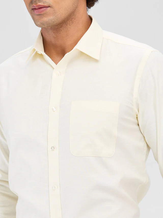 Raymond Yellow Solid Slim Fit Cotton Formal Shirt - Image 6