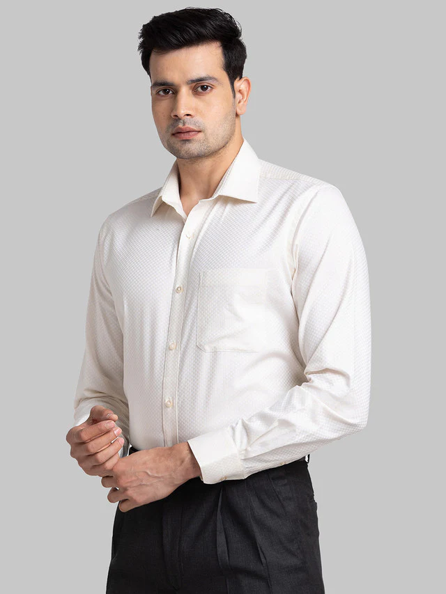Raymond Yellow Structure Contemporary Fit Cotton Formal Shirt - Image 3