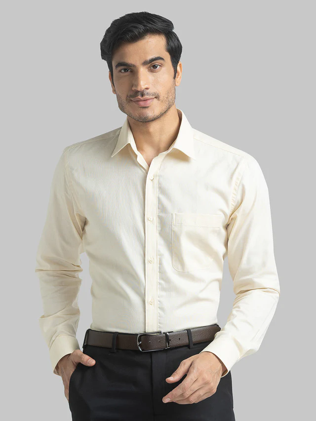 Raymond Yellow Structure Slim Fit Cotton Formal Shirt