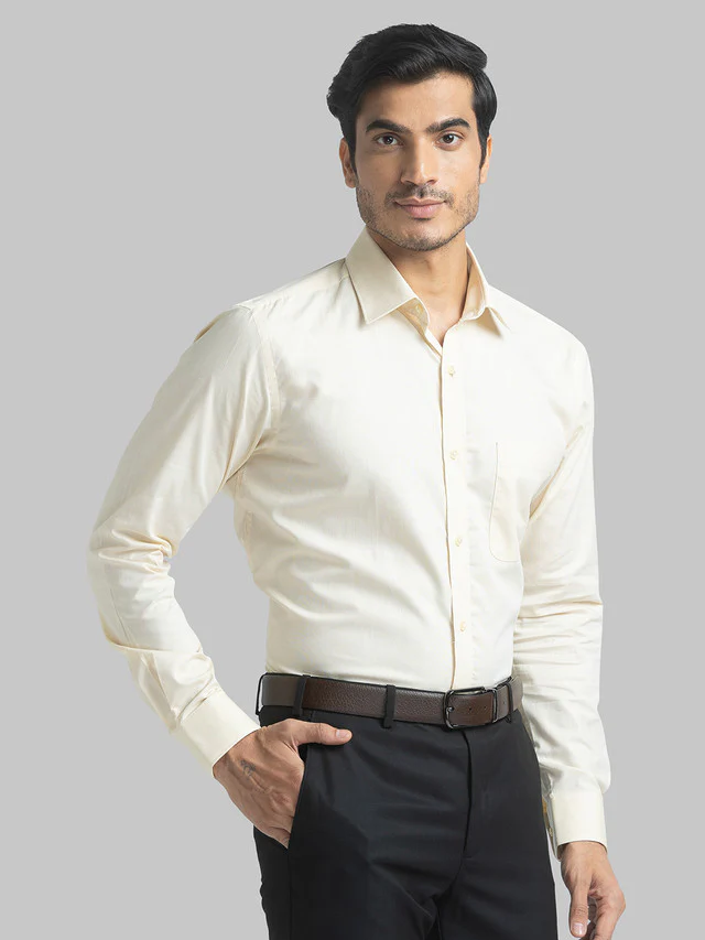 Raymond Yellow Structure Slim Fit Cotton Formal Shirt - Image 2