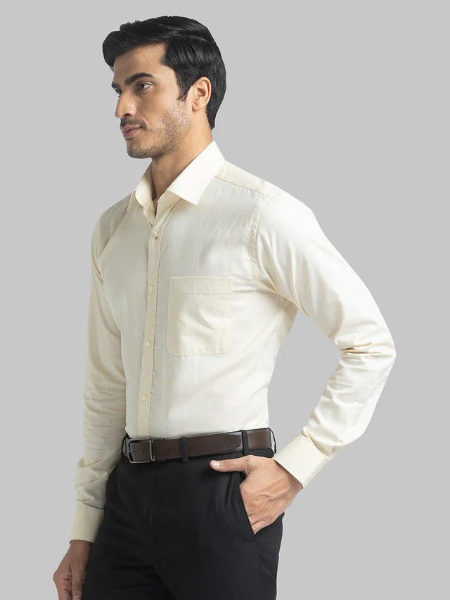 Raymond Yellow Structure Slim Fit Cotton Formal Shirt - Image 3