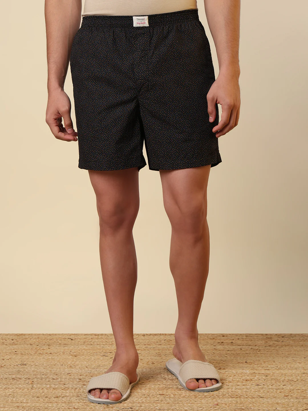 Sleepz Men Black Printed Regular Fit Cotton Boxer