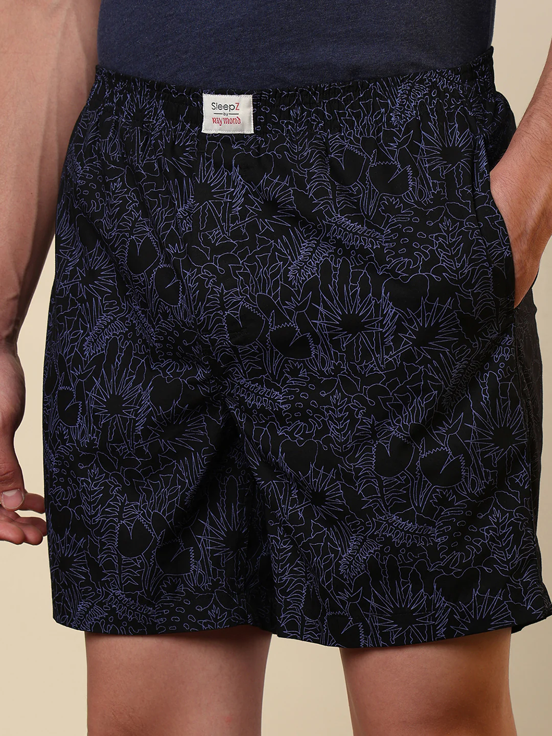 Sleepz Men Black Printed Regular Fit Cotton Boxer - Image 6