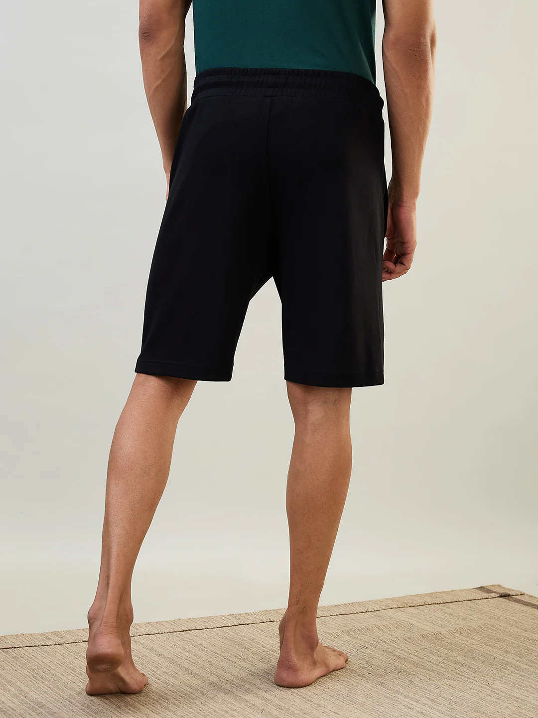 Sleepz Men Black Solid Regular Fit Cotton Blend Shorts - Image 3
