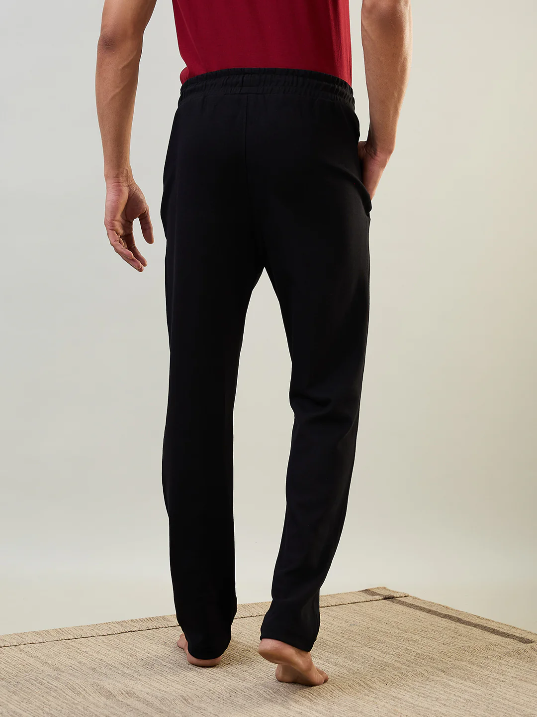 Sleepz Men Black Solid Regular Fit Cotton Blend Trackpant - Image 3