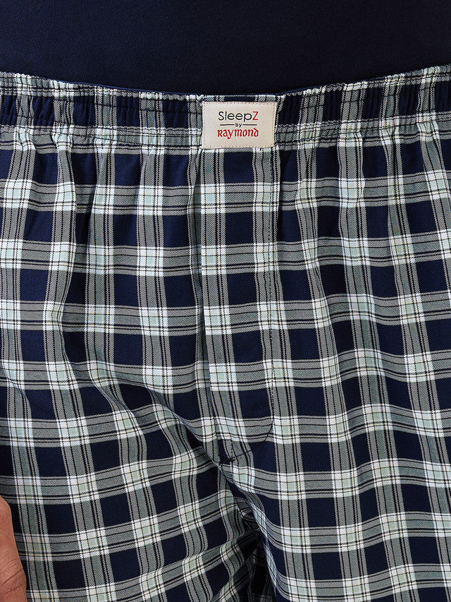 Sleepz Men Blue Checks Regular Fit Cotton Pyjama - Image 5