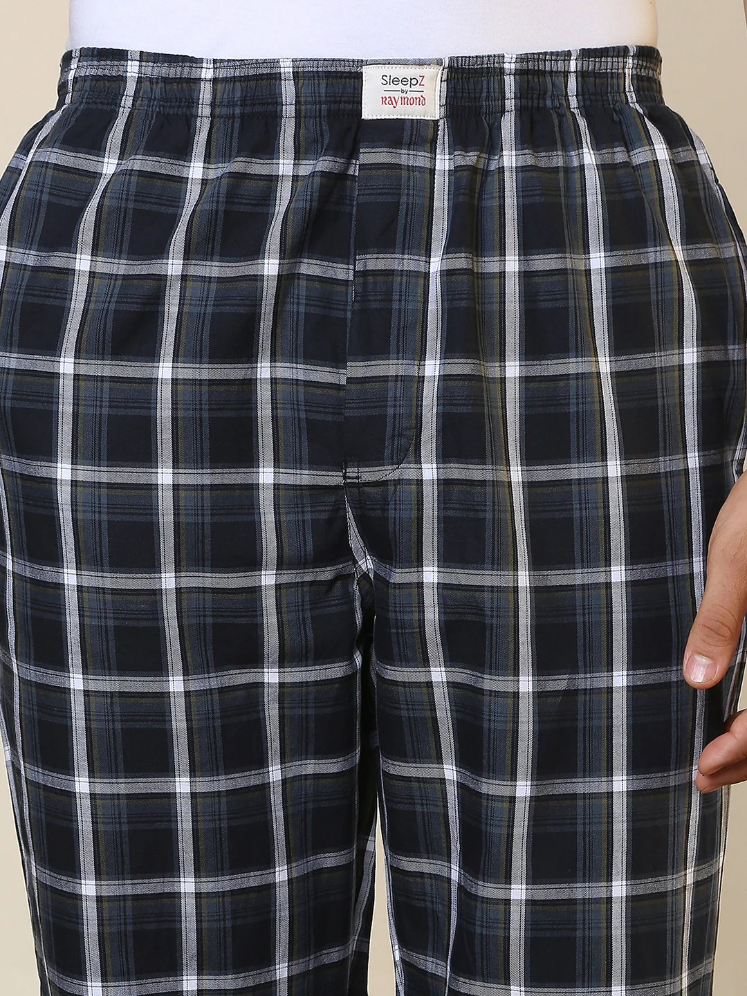 Sleepz Men Blue Checks Regular Fit Cotton Pyjama - Image 8