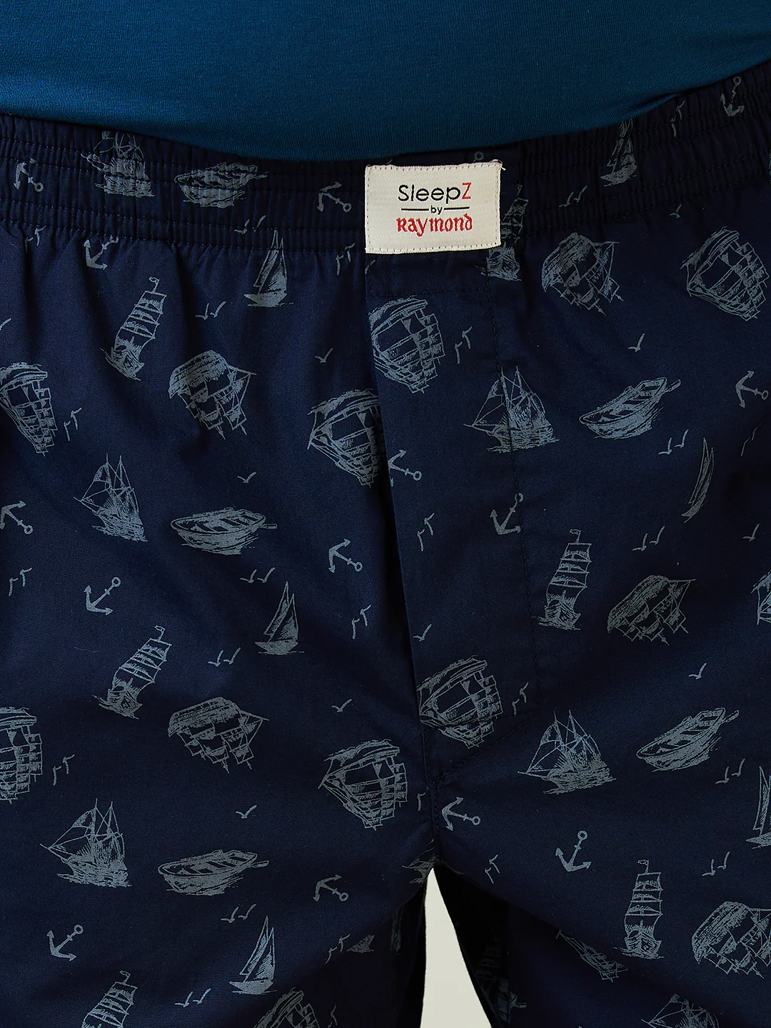 Sleepz Men Blue Print Regular Fit Cotton Boxer - Image 4