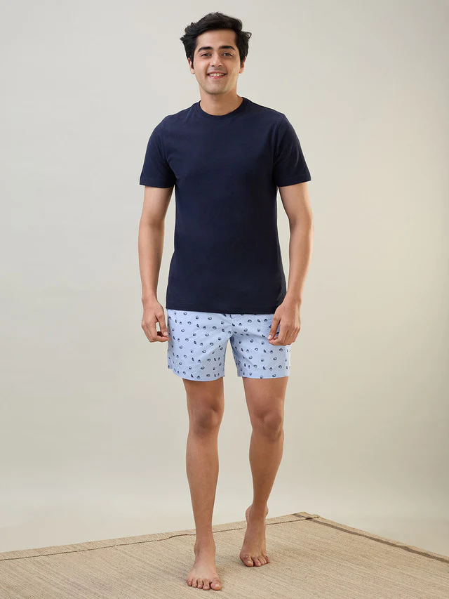 Sleepz Men Blue Print Regular Fit Cotton Boxer - Image 3
