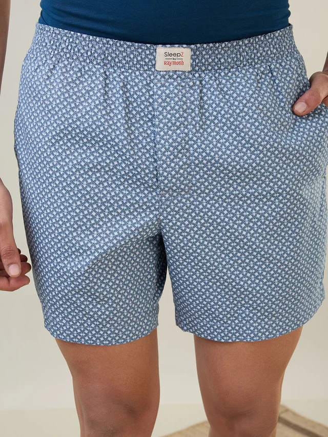 Sleepz Men Blue Print Regular Fit Cotton Boxer - Image 2