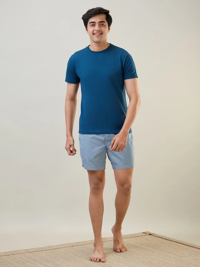 Sleepz Men Blue Print Regular Fit Cotton Boxer - Image 3