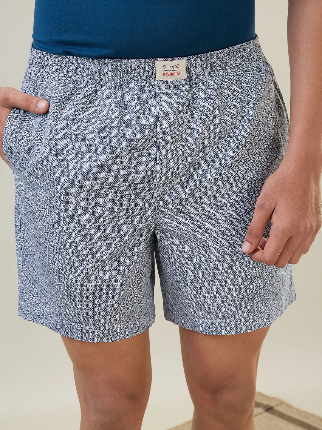 Sleepz Men Blue Printed Regular Fit Cotton Boxer - Image 7