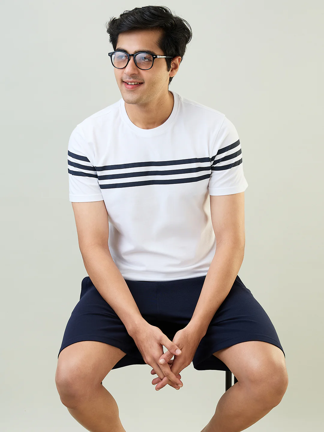 Sleepz Men Blue Solid Cotton T-shirt with Short - Image 5