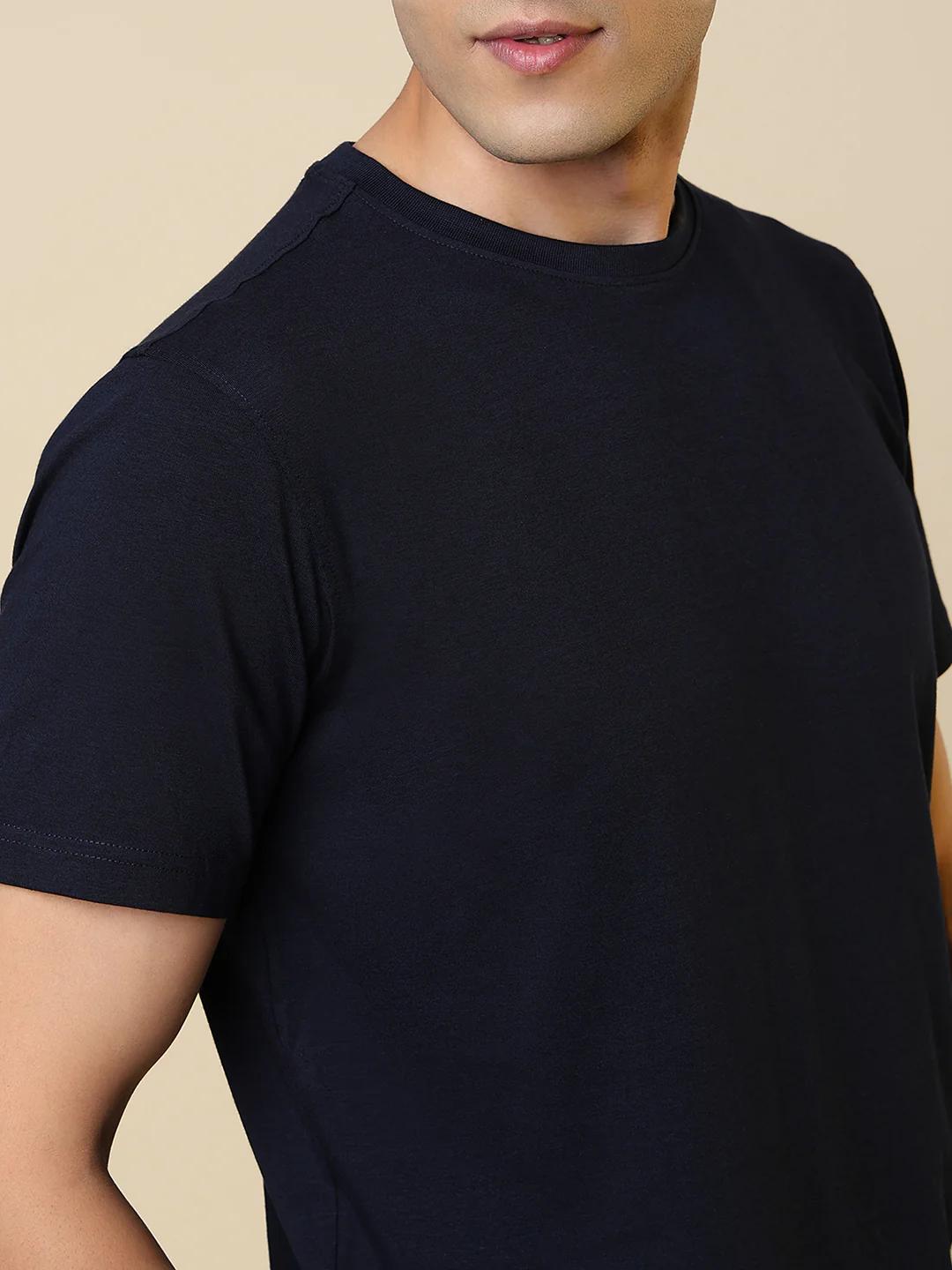Sleepz Men Blue Solid Regular Fit Cotton Blend T-Shirt - Image 6