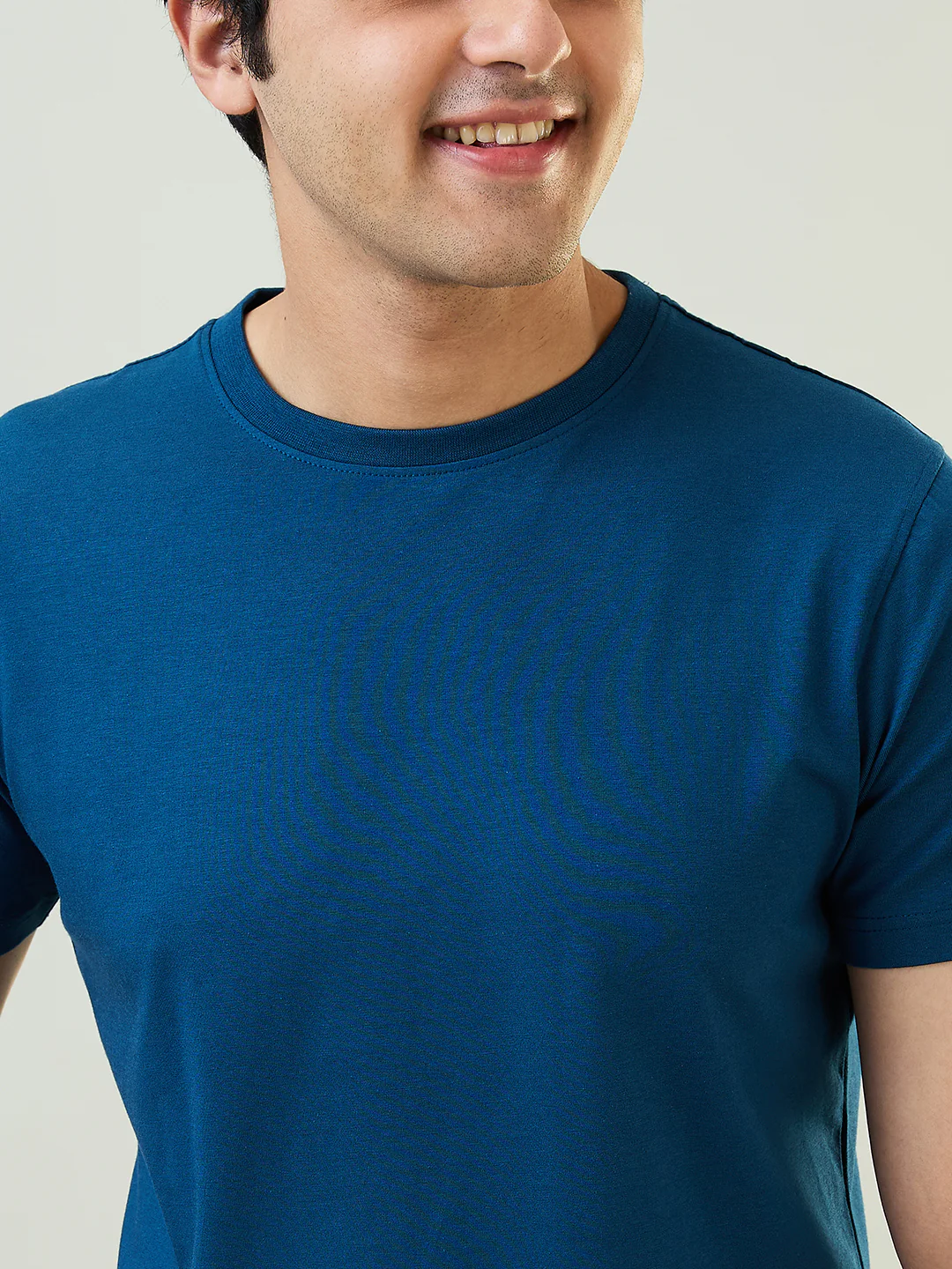 Sleepz Men Blue Solid Regular Fit Cotton Blend T-Shirt - Image 4