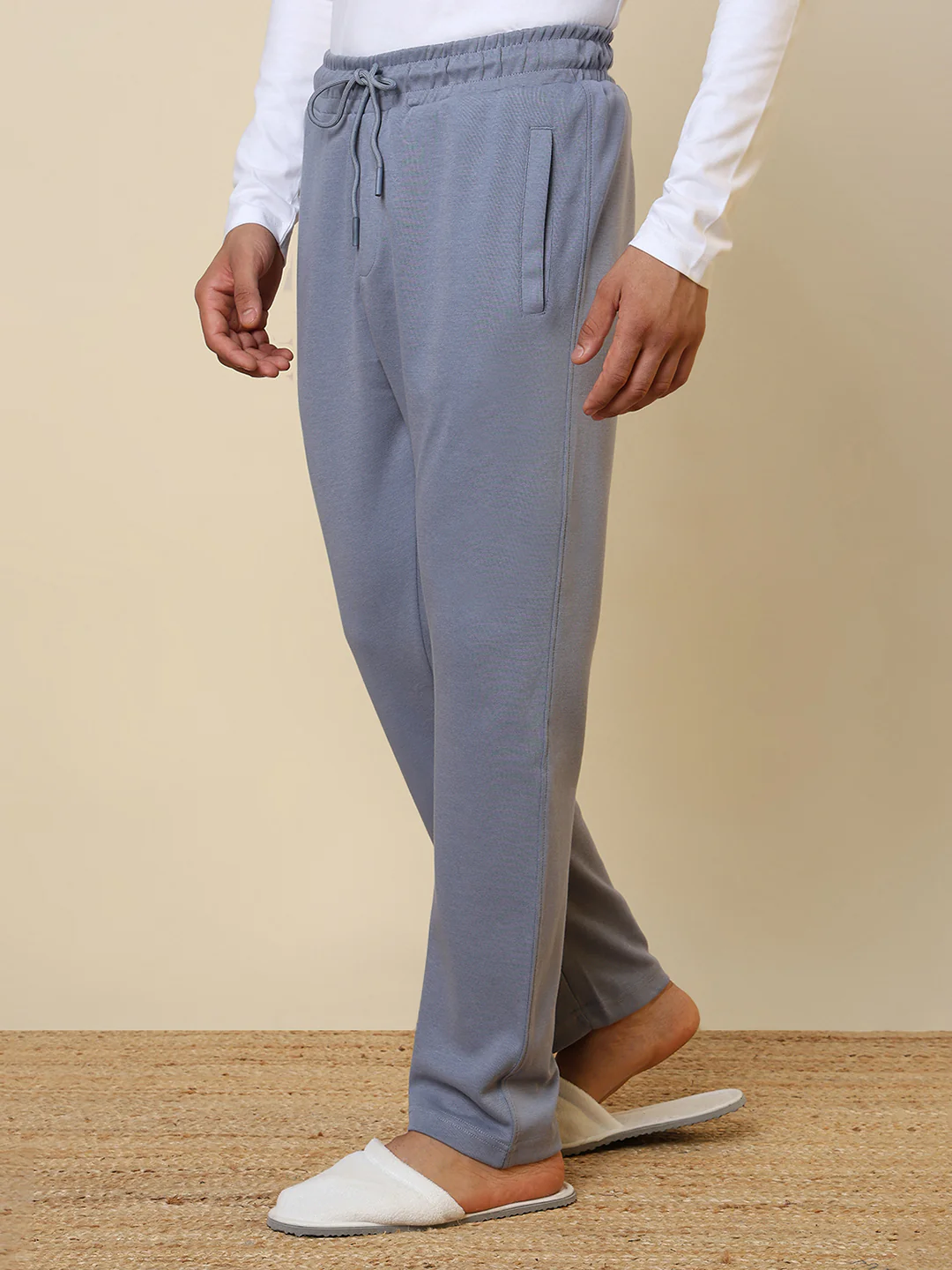 Sleepz Men Blue Solid Regular Fit Cotton Blend Trackpant - Image 2