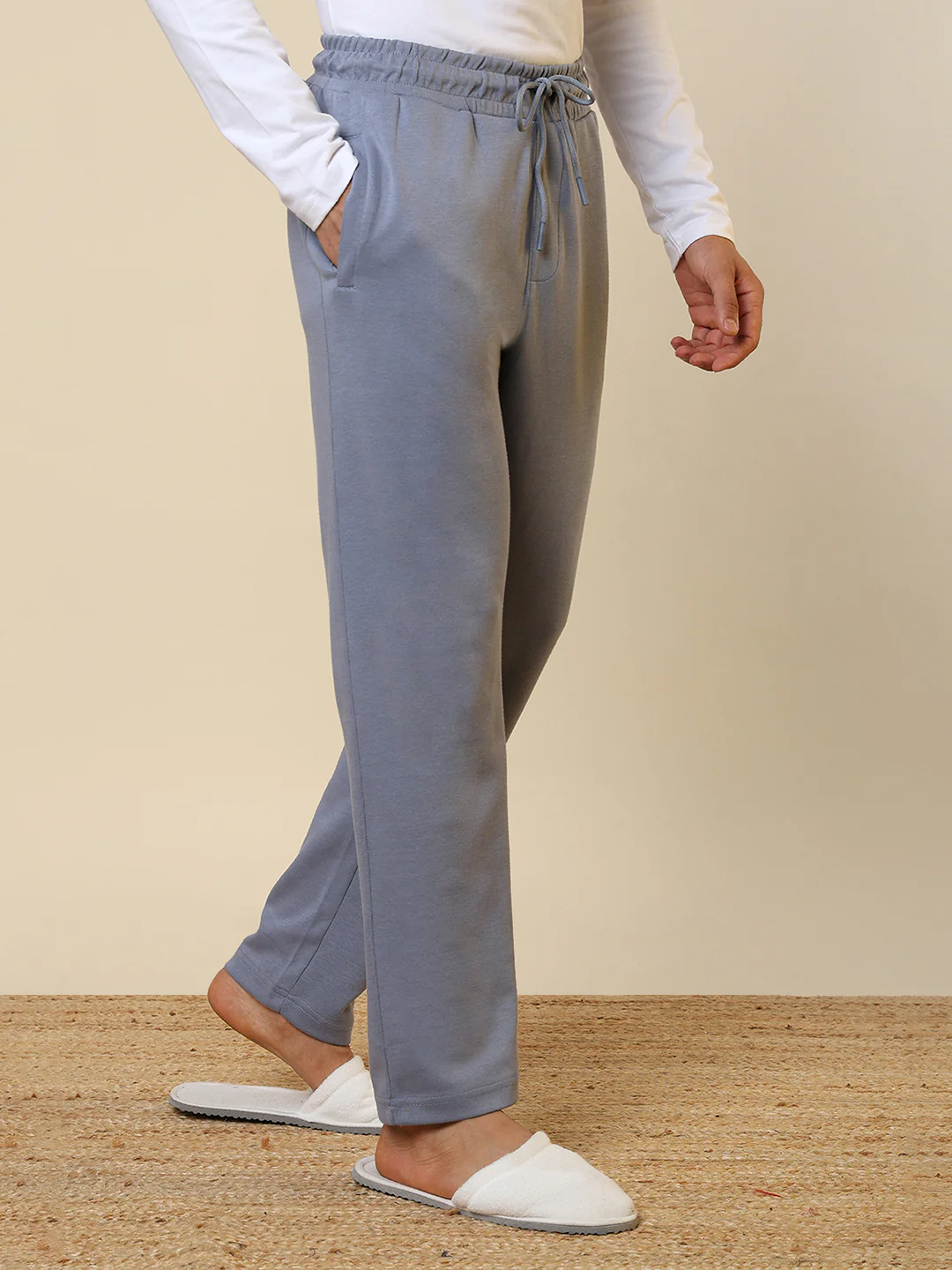 Sleepz Men Blue Solid Regular Fit Cotton Blend Trackpant - Image 3