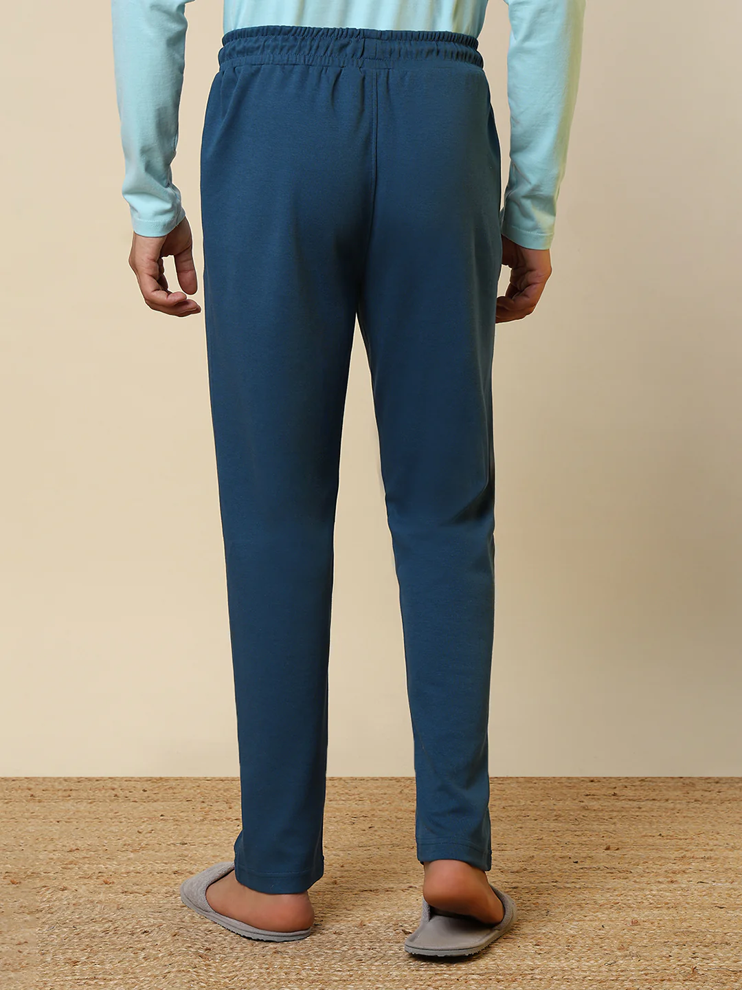 Sleepz Men Blue Solid Regular Fit Cotton Blend Trackpant       - Image 4